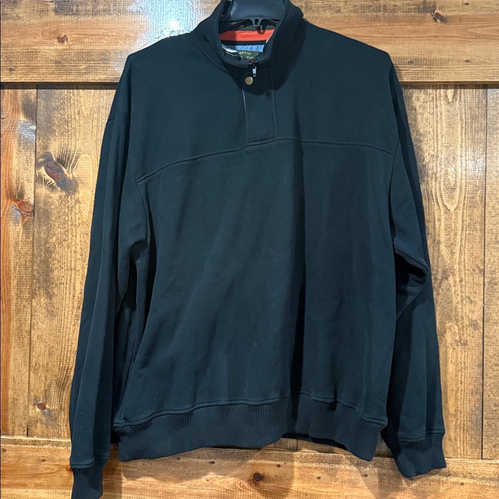 Orvis 1/4 Zip Signature Sweatshirt Mens Size XXL Black Cotton Fleece Lined 2X77